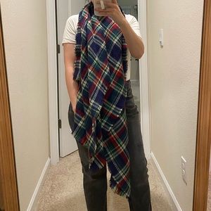 Plaid blanket scarf